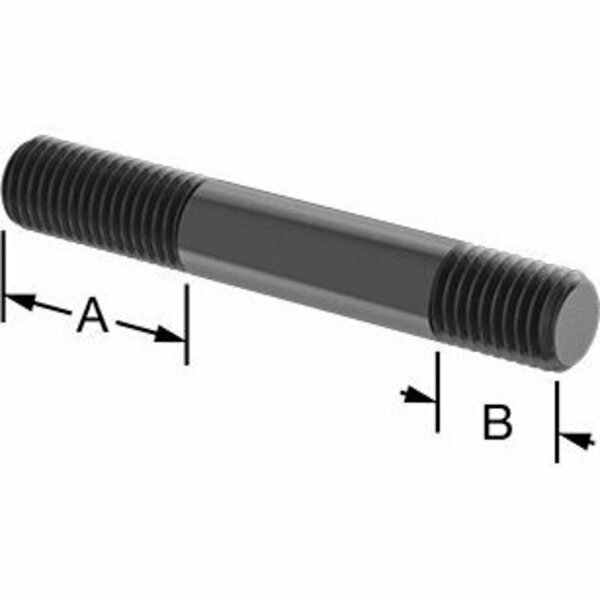 Bsc Preferred Black-Oxide Steel Threaded on Both Ends Stud 3/4-10 Thread Size 5 Long 1-3/4 and 1 Long Threads 91025A855